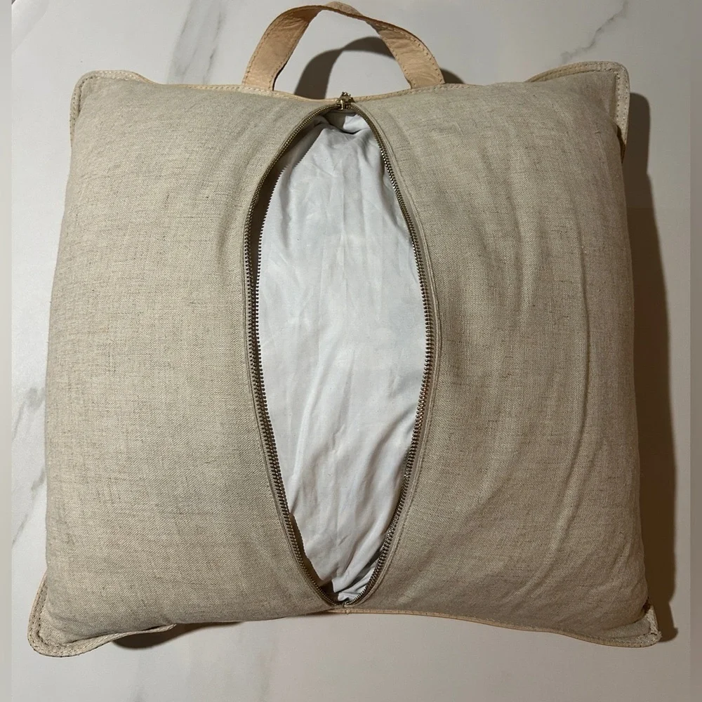 Elegant Tan Leather Throw Pillow size 18X18
